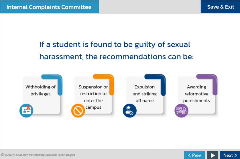 Sexual harassment is prohibited in higher educational institutions and is punishable as per UGC Regulations. This course will explains how the penalty for sexual harassment is different for staff and students.
